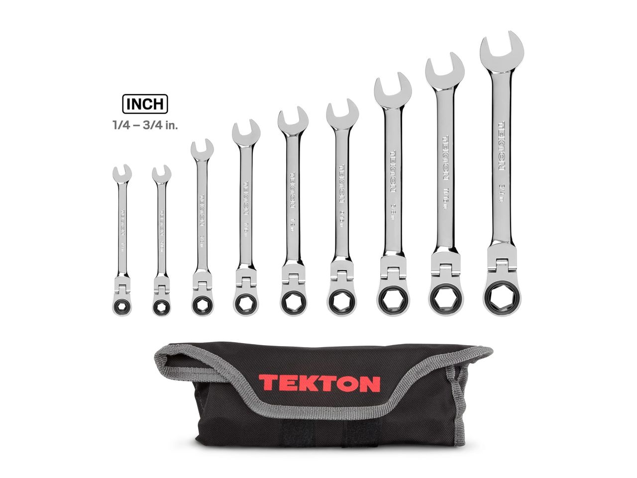 9Piece Flex Ratcheting Wrench Set with Pouch TEKTON
