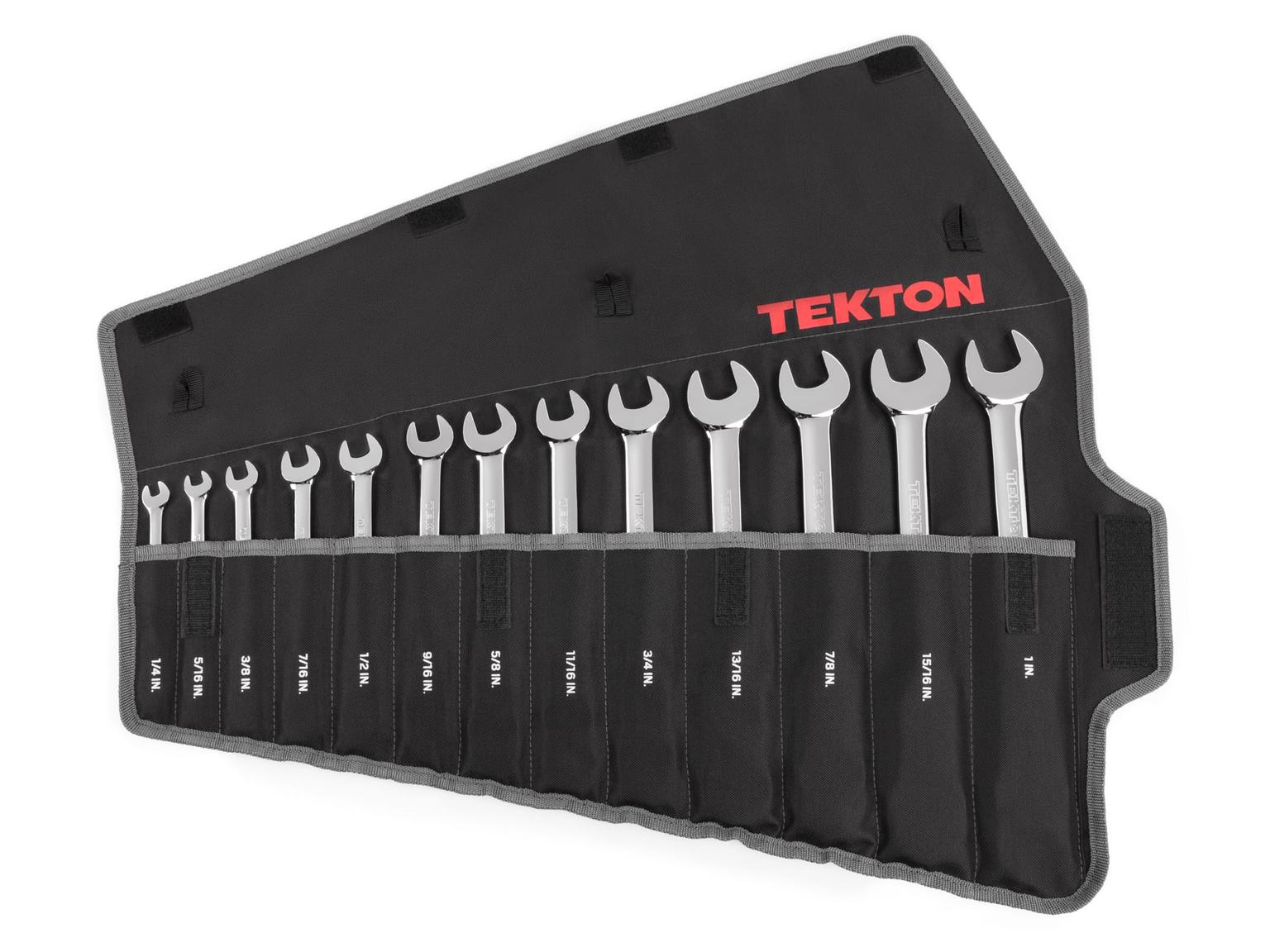 TEKTON WRN57091-T Flex Ratcheting Combination Wrench Set with Pouch, 13-Piece (1/4-1 in.)