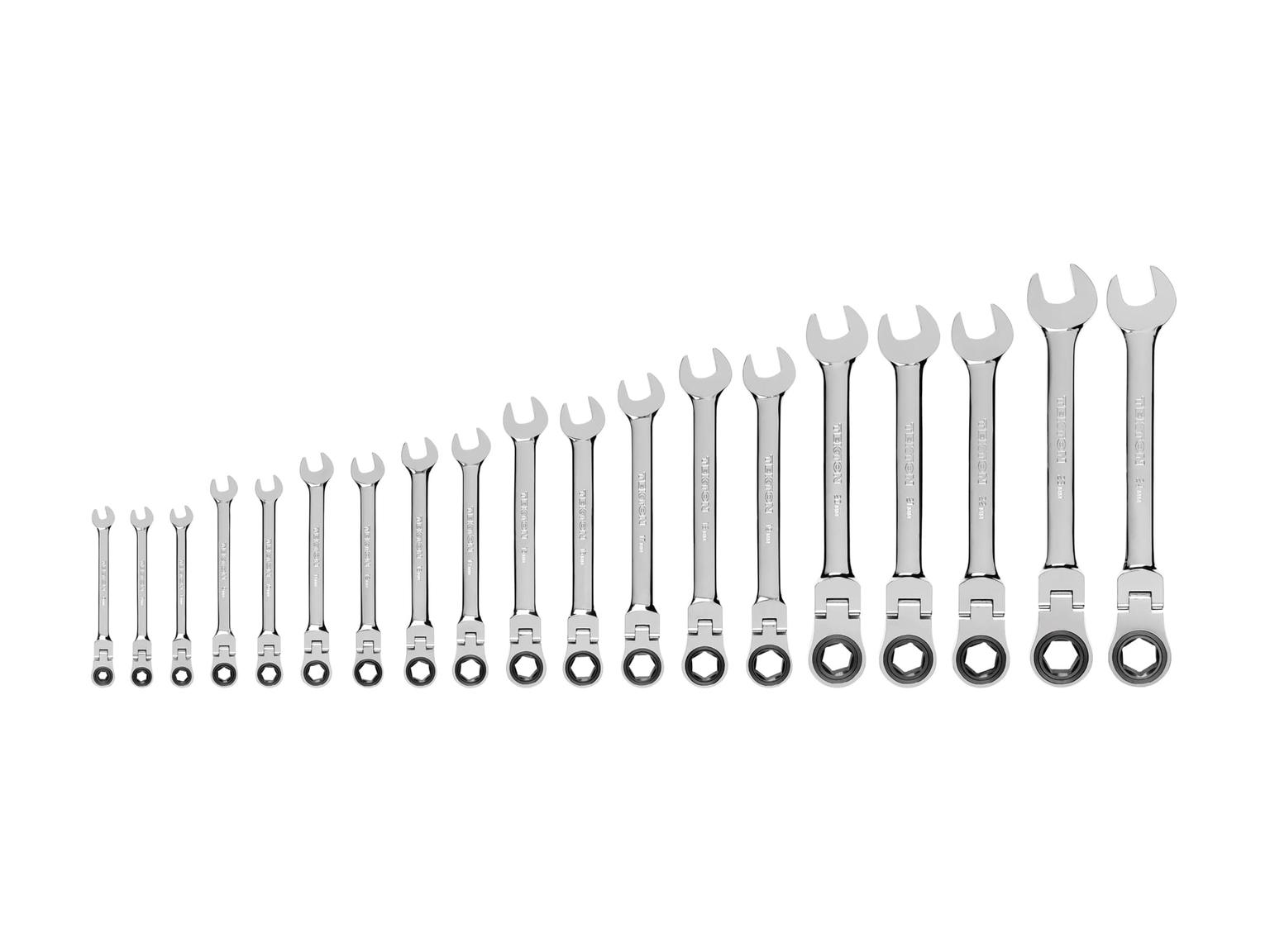 TEKTON WRN57162-T Flex Ratcheting Combination Wrench Set, 19-Piece (6-24 mm)