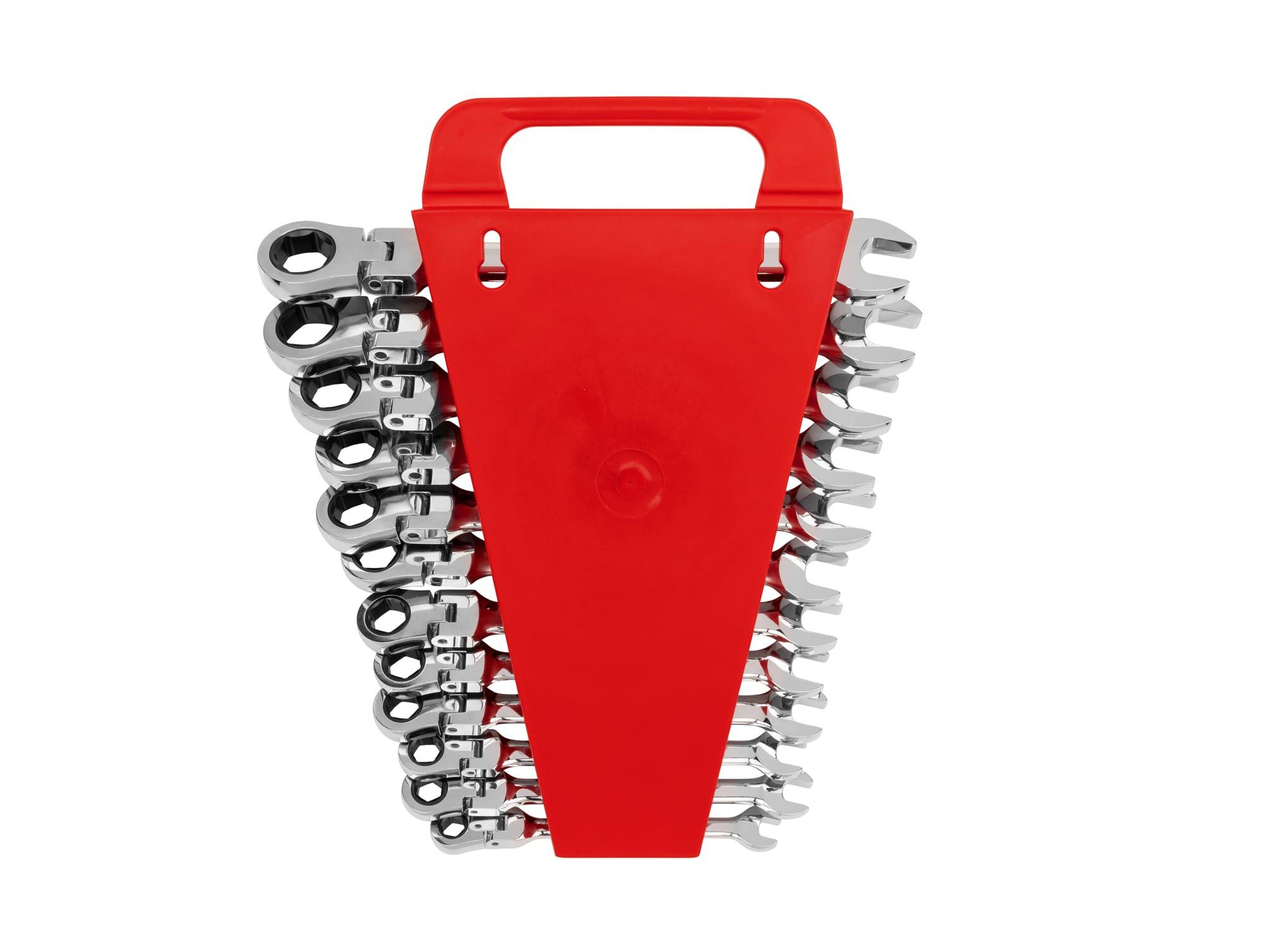 TEKTON WRN57170-T Flex Ratcheting Combination Wrench Set with Holder, 12-Piece (8-19 mm)