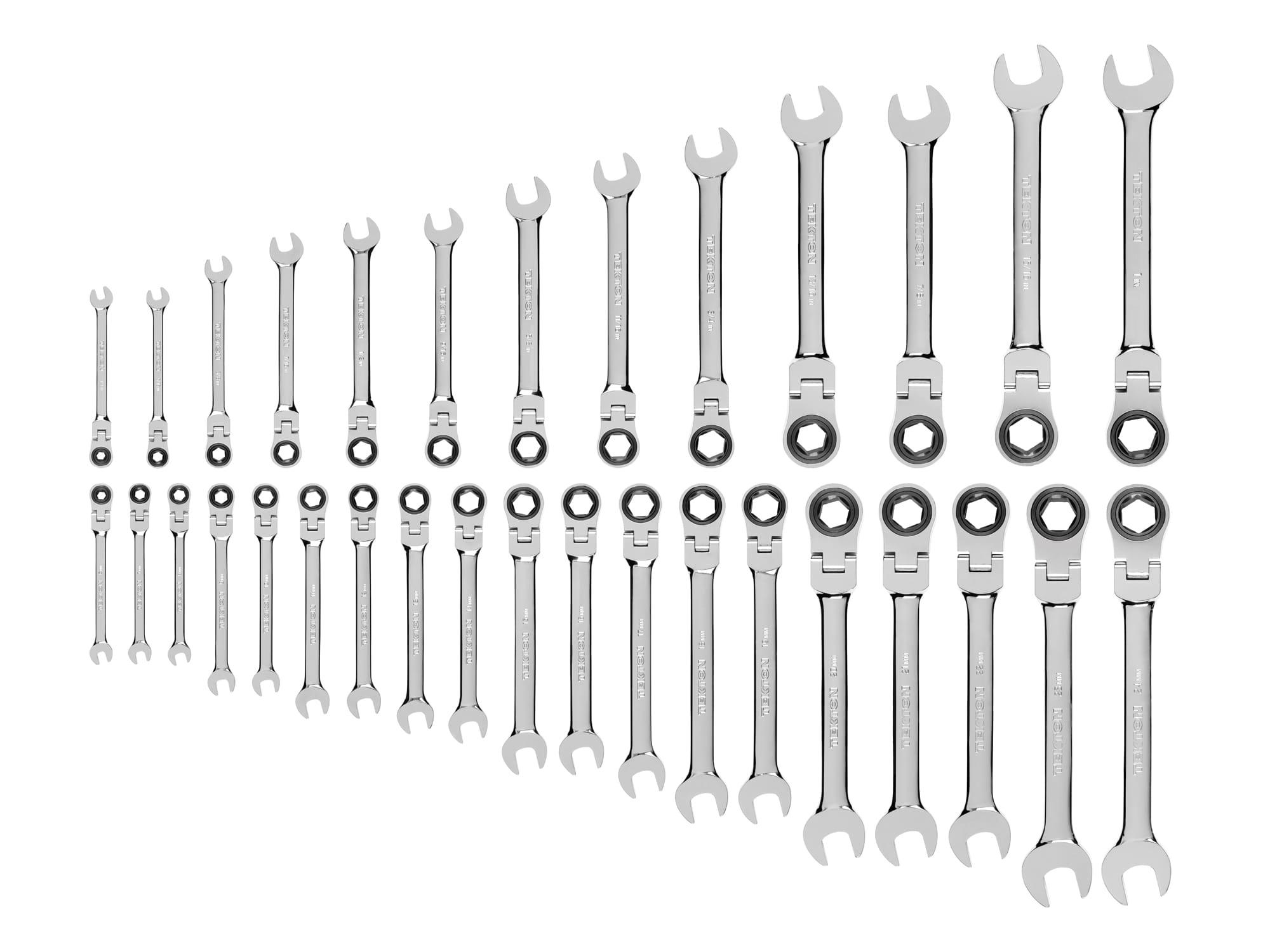TEKTON WRN57303-T Flex Ratcheting Combination Wrench Set, 32-Piece (1/4-1 in., 6-24 mm)