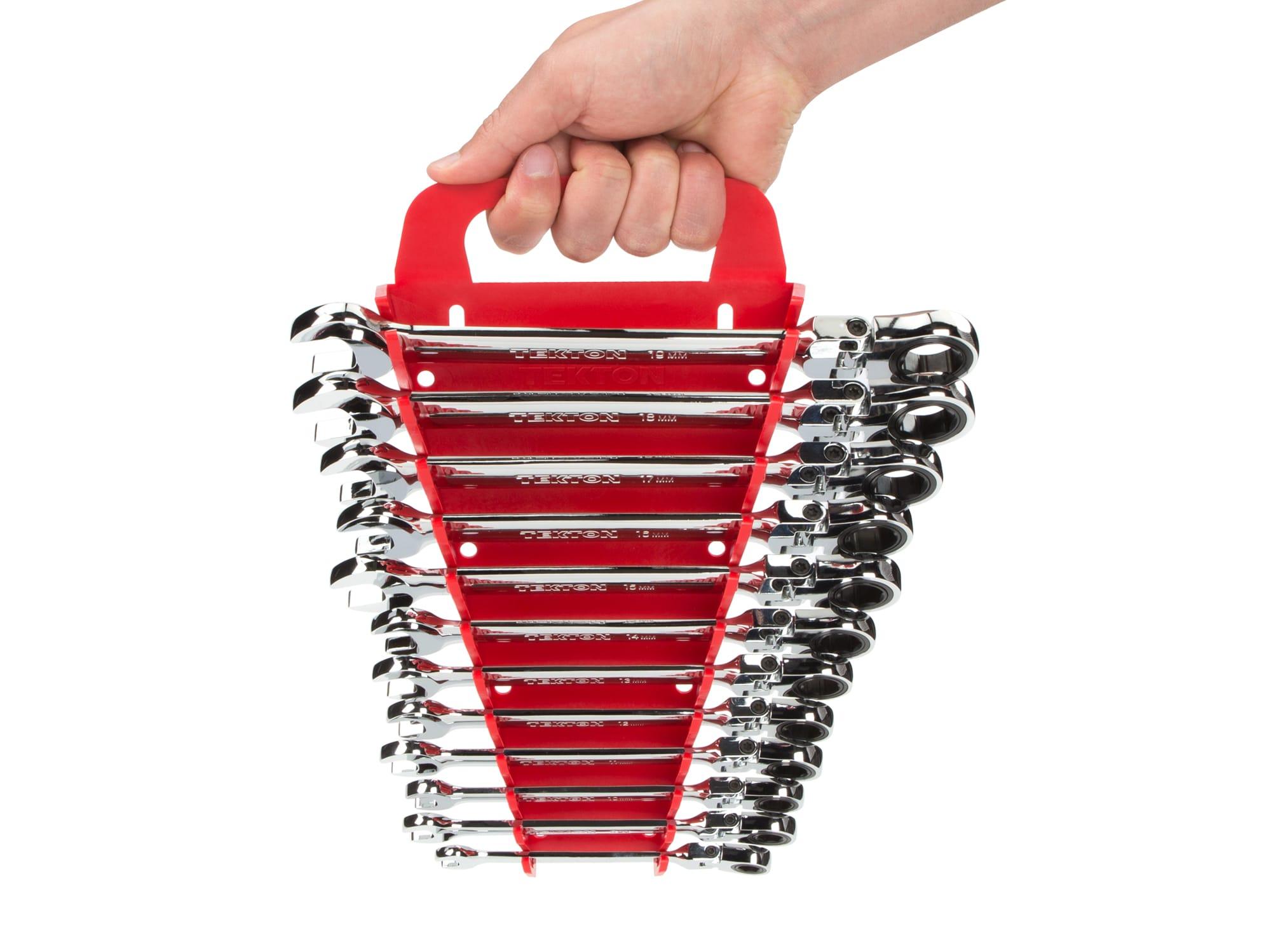 TEKTON WRN57321-T Flex Ratcheting Combination Wrench Set with Holder, 21-Piece (1/4-3/4 in., 8-19 mm)