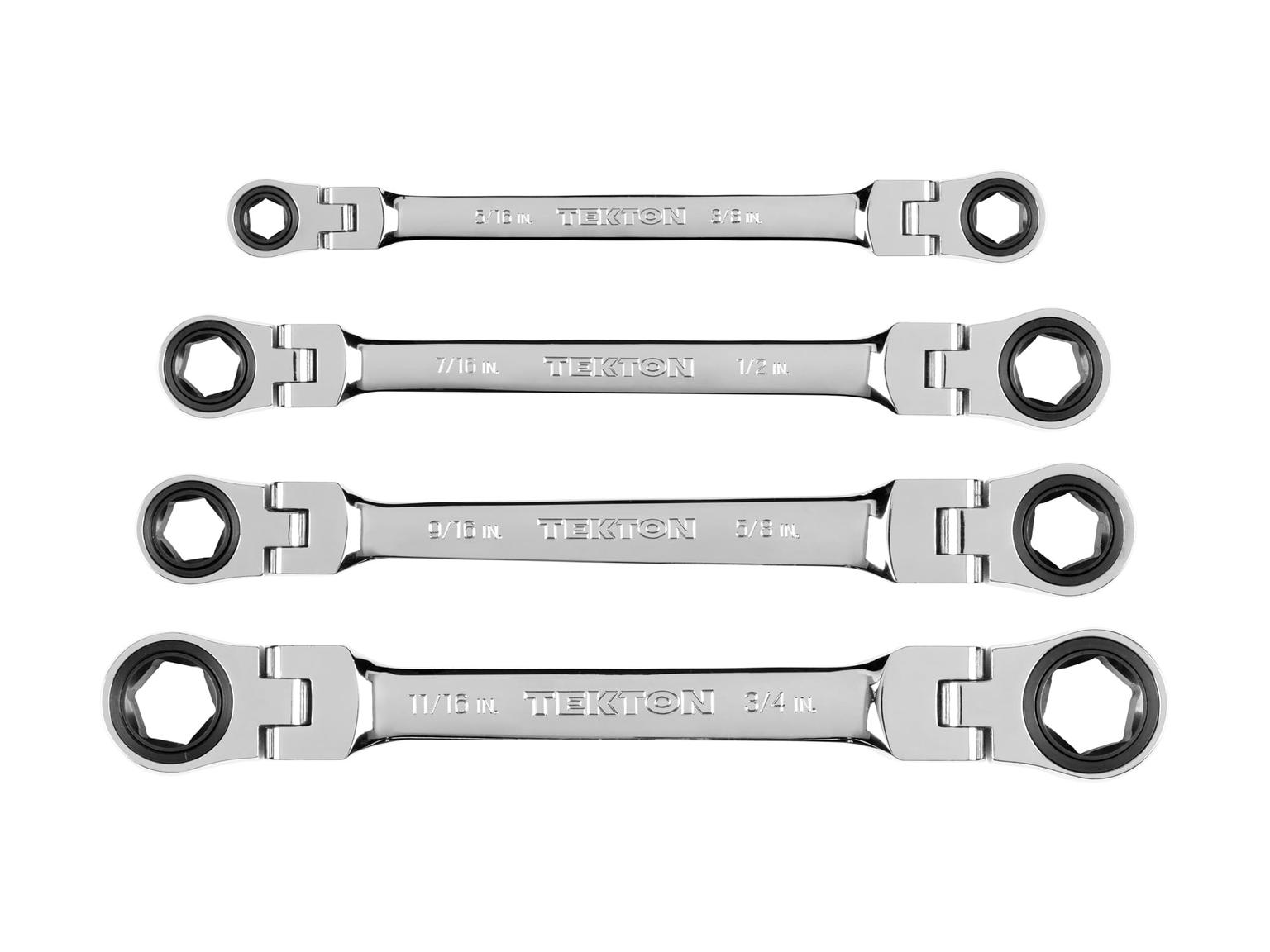 TEKTON WRN76052-T Flex Ratcheting Box End Wrench Set, 4-Piece (5/16-3/4 in.)