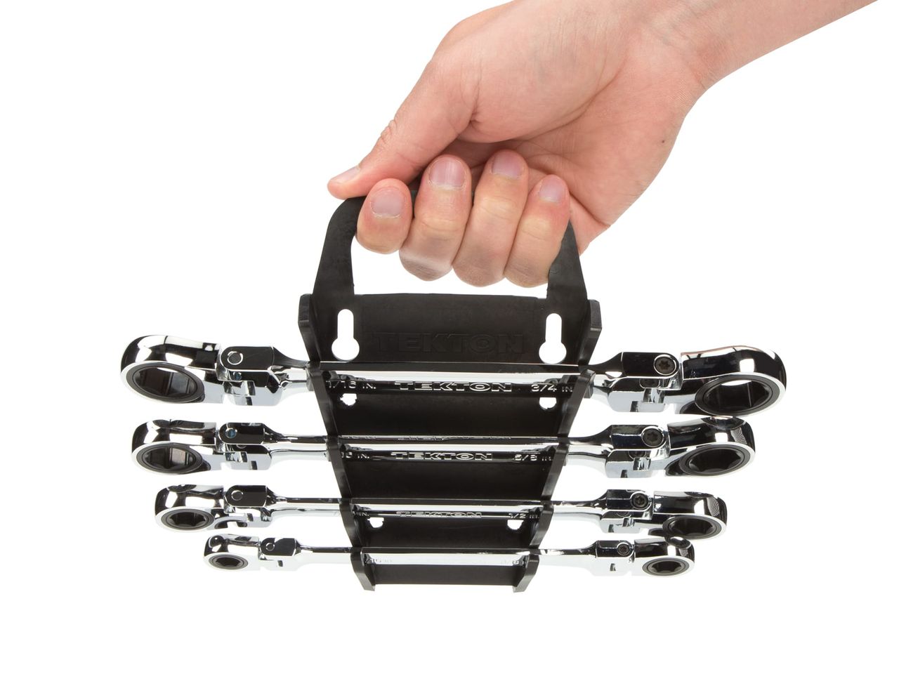 Flex Ratcheting Box End Wrench Set, 4Piece (Holder) TEKTON WRN76062
