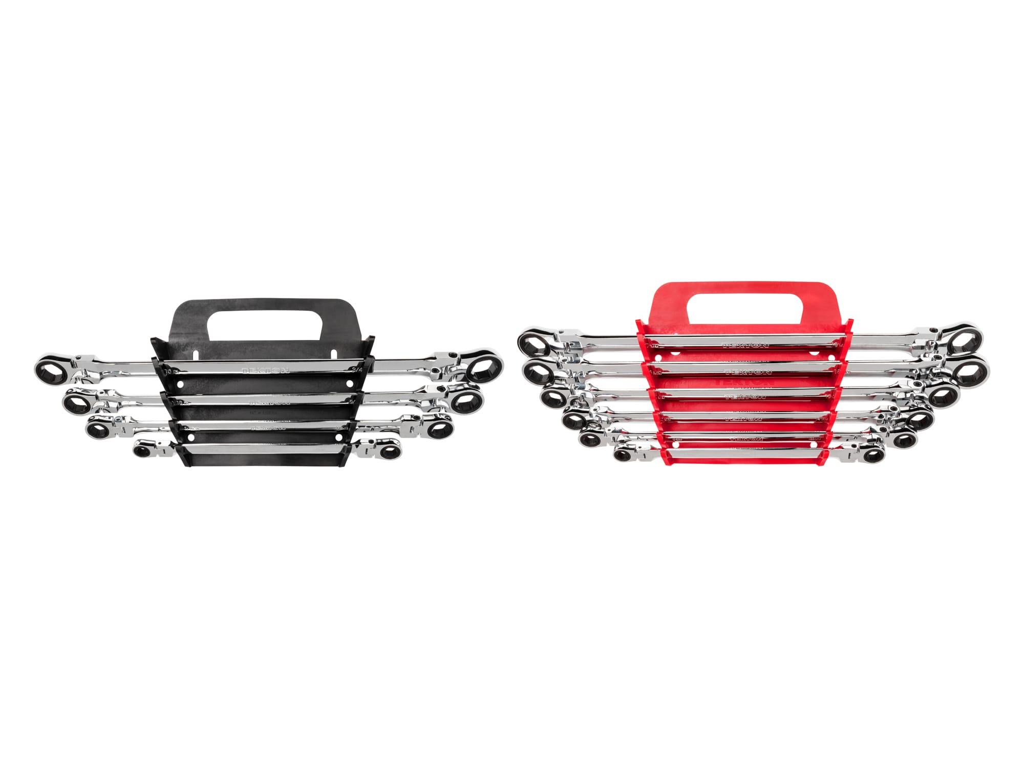 TEKTON WRN77321-T Long Flex Ratcheting Box End Wrench Set with Holder, 10-Piece (5/16-3/4 in., 8-19 mm)