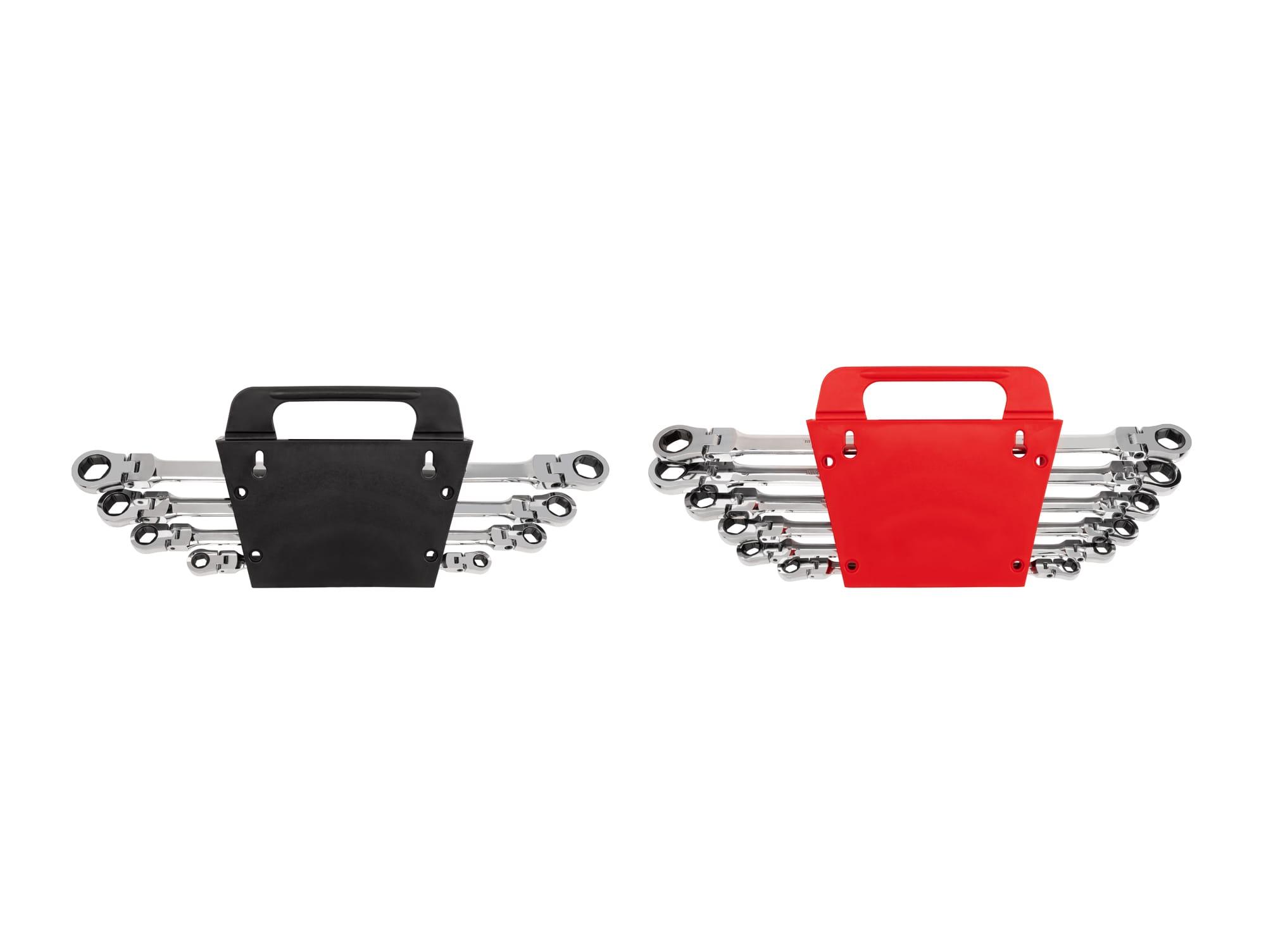 TEKTON WRN77321-T Long Flex Ratcheting Box End Wrench Set with Holder, 10-Piece (5/16-3/4 in., 8-19 mm)
