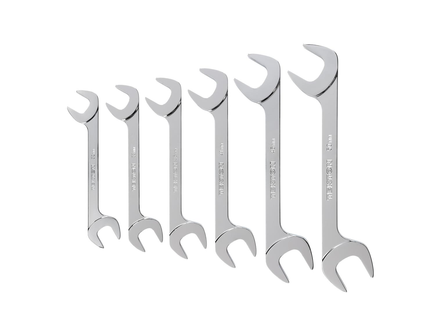 TEKTON X26 Angle Head Open End Wrench Set, 6-Piece (32-33, 36, 41, 46, 50 mm)
